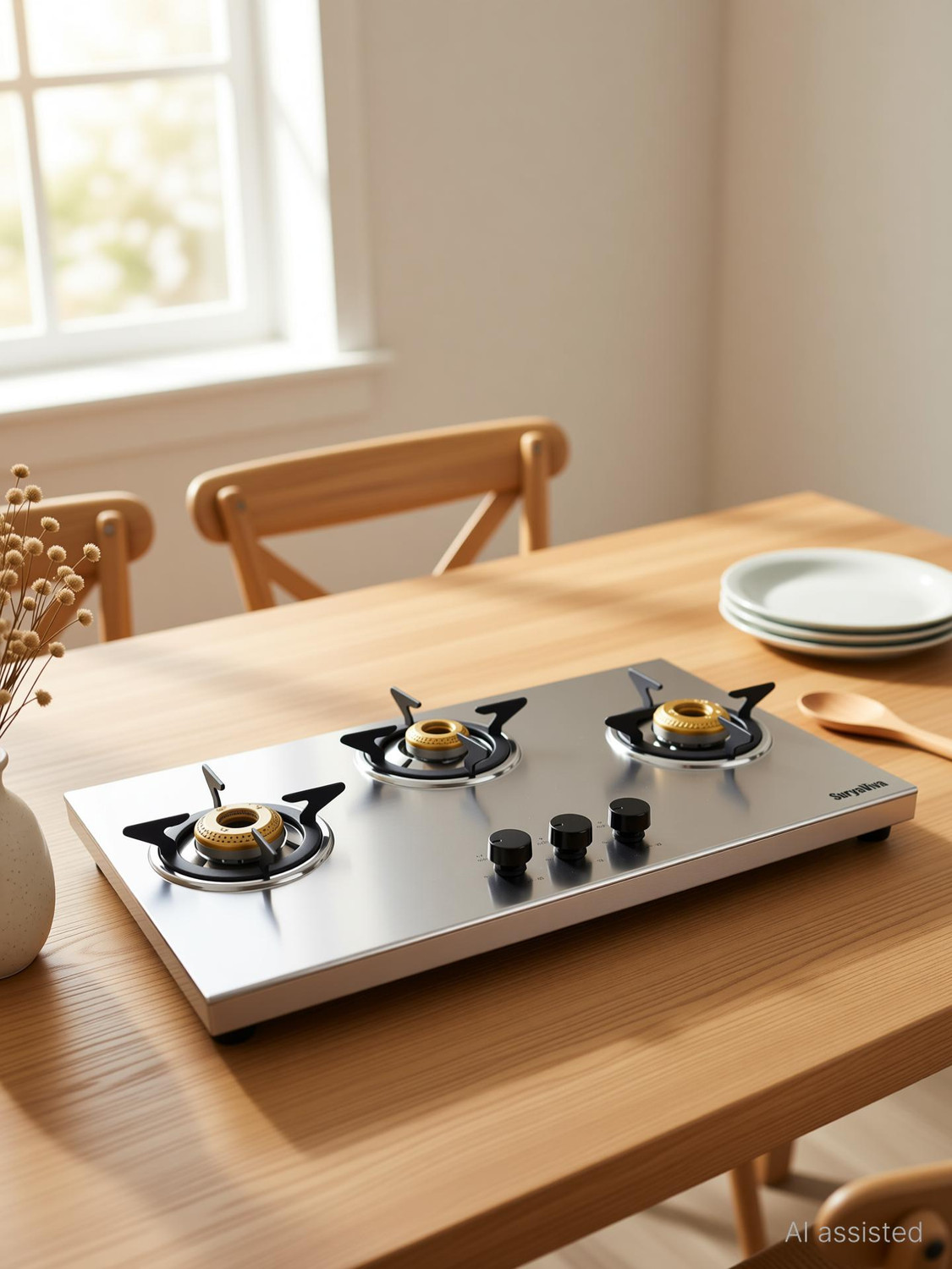 Image of SURYAVIVA Tejas 3B Premium Stainless Steel Manual Gas Stove