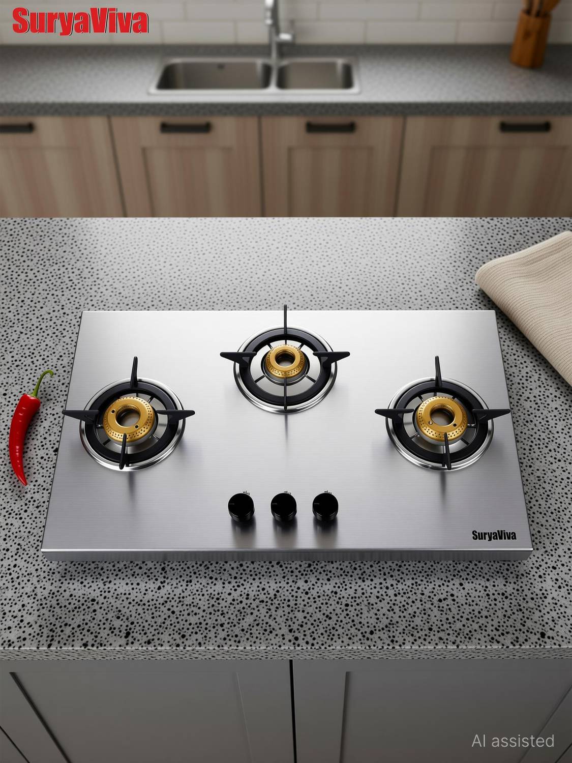SURYAVIVA Tejas 3B Premium Stainless Steel Manual Gas Stove - Image 2