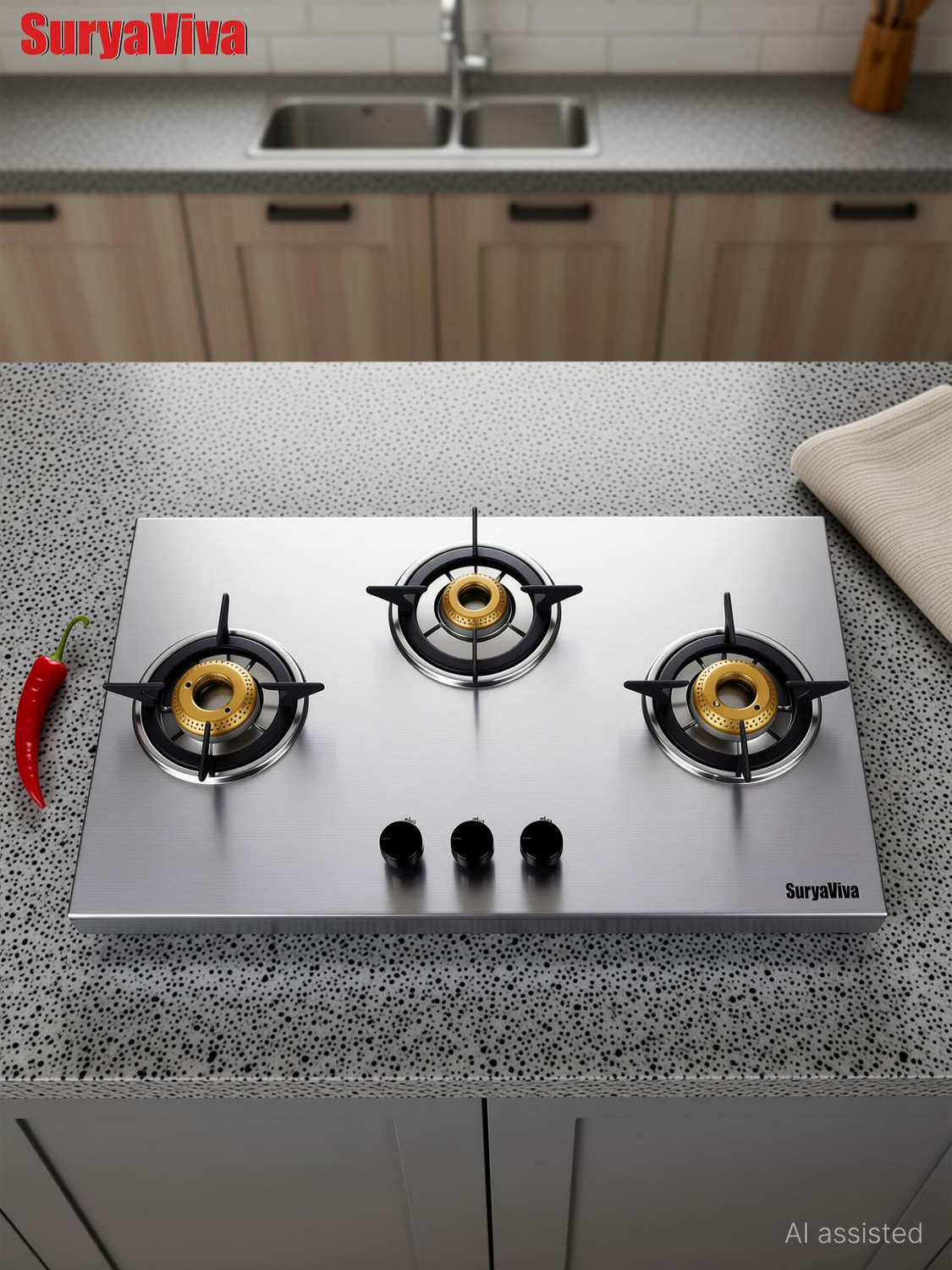 Image of SURYAVIVA Tejas 3B Premium Stainless Steel Manual Gas Stove