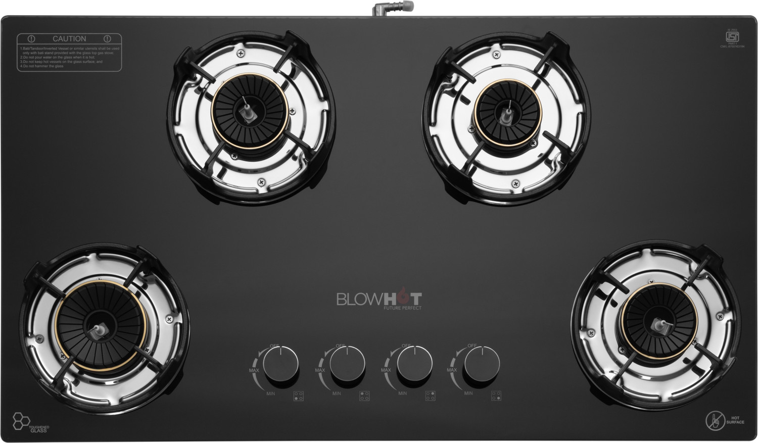 Image of BLOWHOT Quartz Auto Ignition Heavy Brass Tornado Burners 8mm Toughened Glass, Iron Automatic Gas Stove