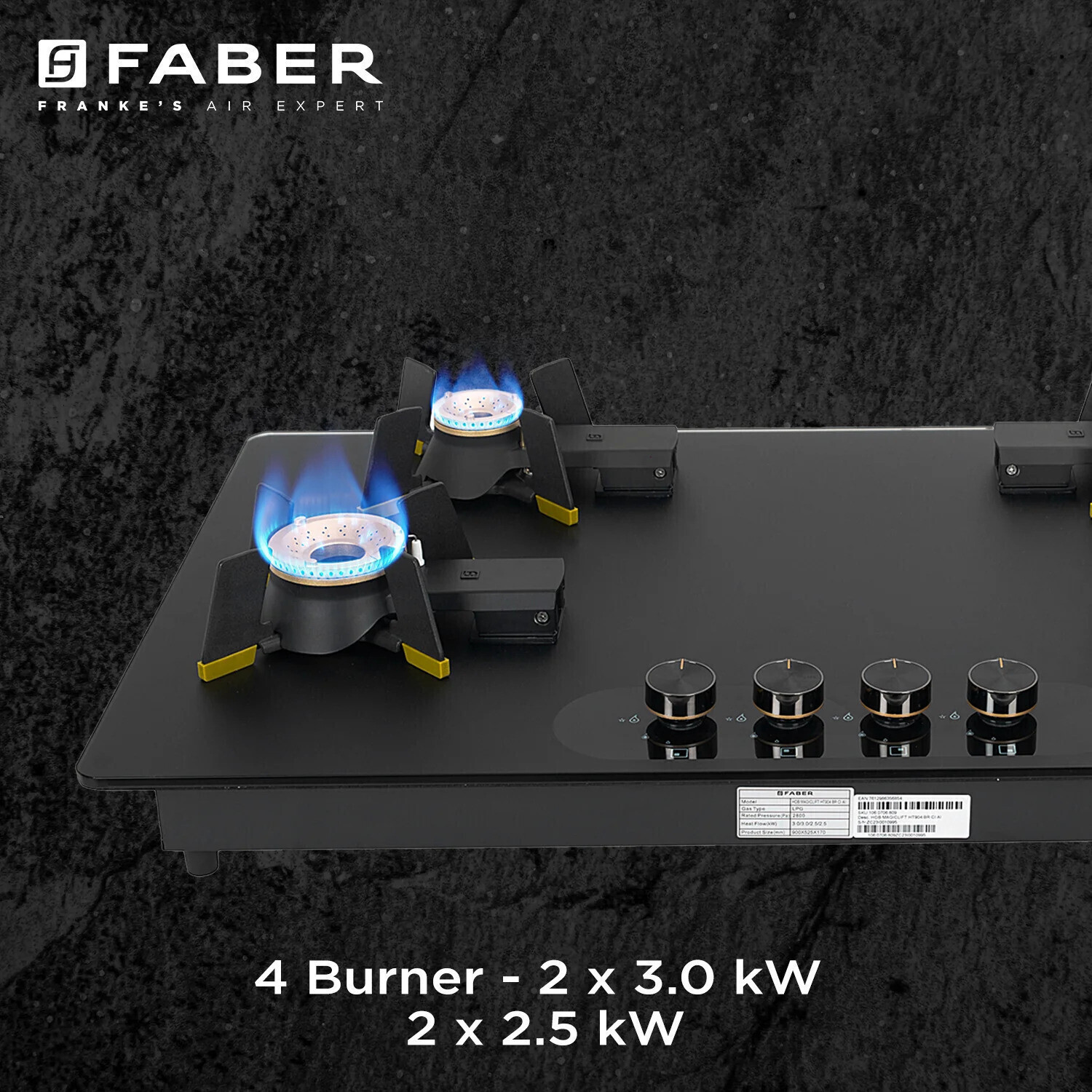 Image of FABER Magiclift HT904|Liftable Burners|FFD|Matte Glass Finish|Easy Cleaning| Glass Automatic Hob