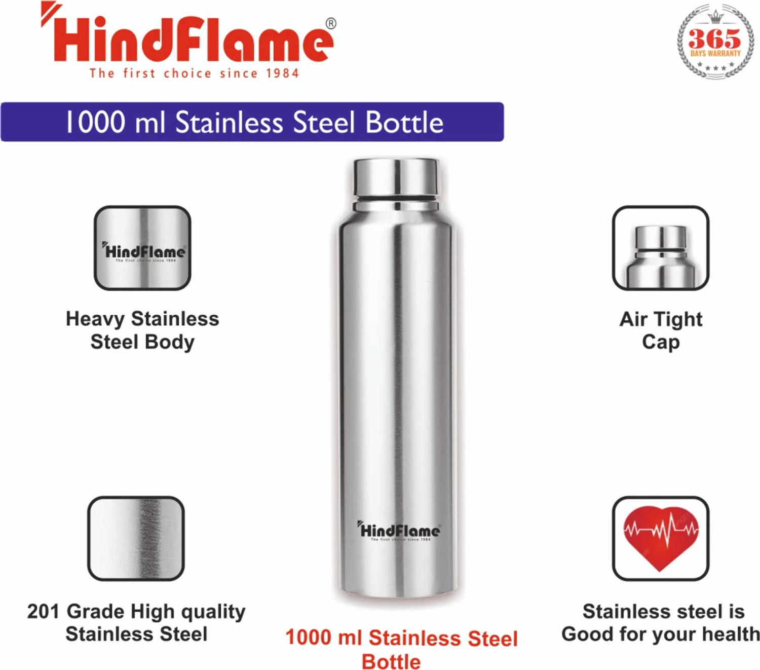 Image of Khaitan 2 Burner Nano Black Premium Glass Stove + 1 Hindflame 1 L Stainless Steel Bottle Glass Manual Gas Stove (2 Burners)