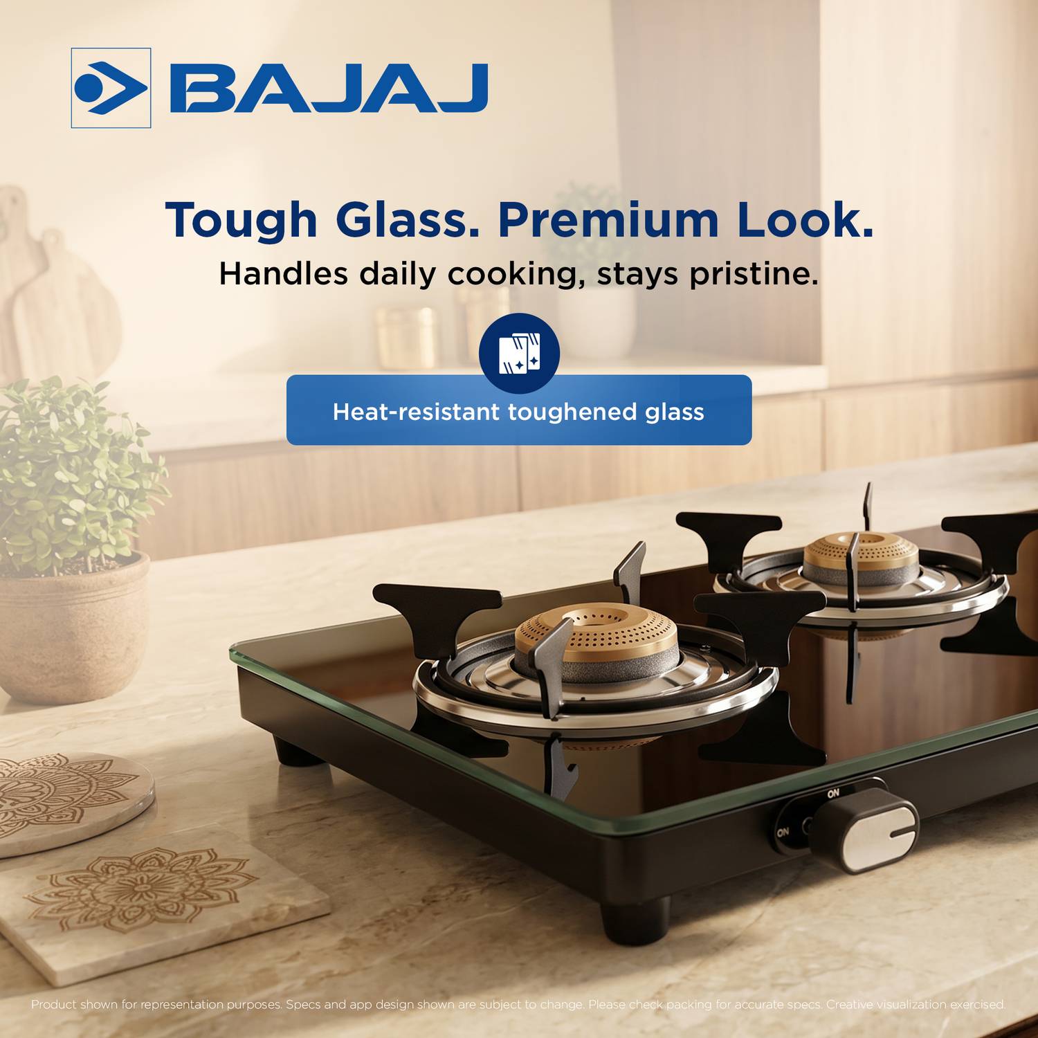 BAJAJ UCX 3B Glass Manual Gas Stove - Image 3