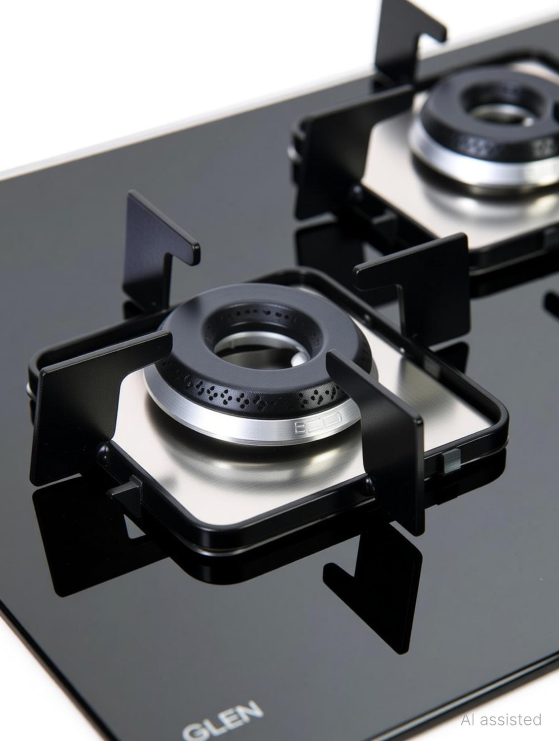 Image of Glen byGlen Built in Glass Hob with Italian Double Ring Burners Auto Ignition (1073SQIN) Glass Automatic Hob