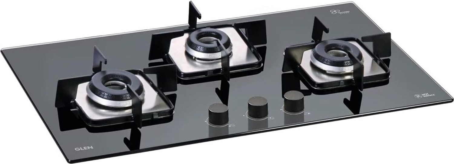 Image of Glen byGlen Built in Glass Hob with Italian Double Ring Burners Auto Ignition (1073SQIN) Glass Automatic Hob