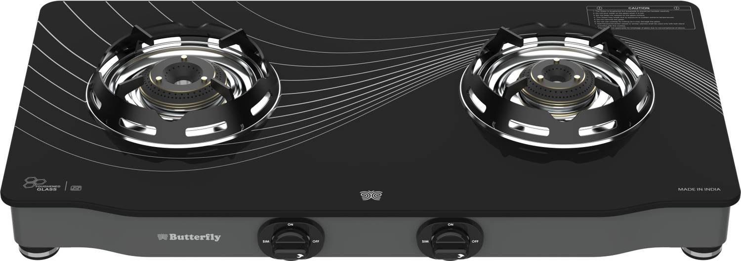 Butterfly Renz 3 Burner Glass Manual Gas Stove - Image 1