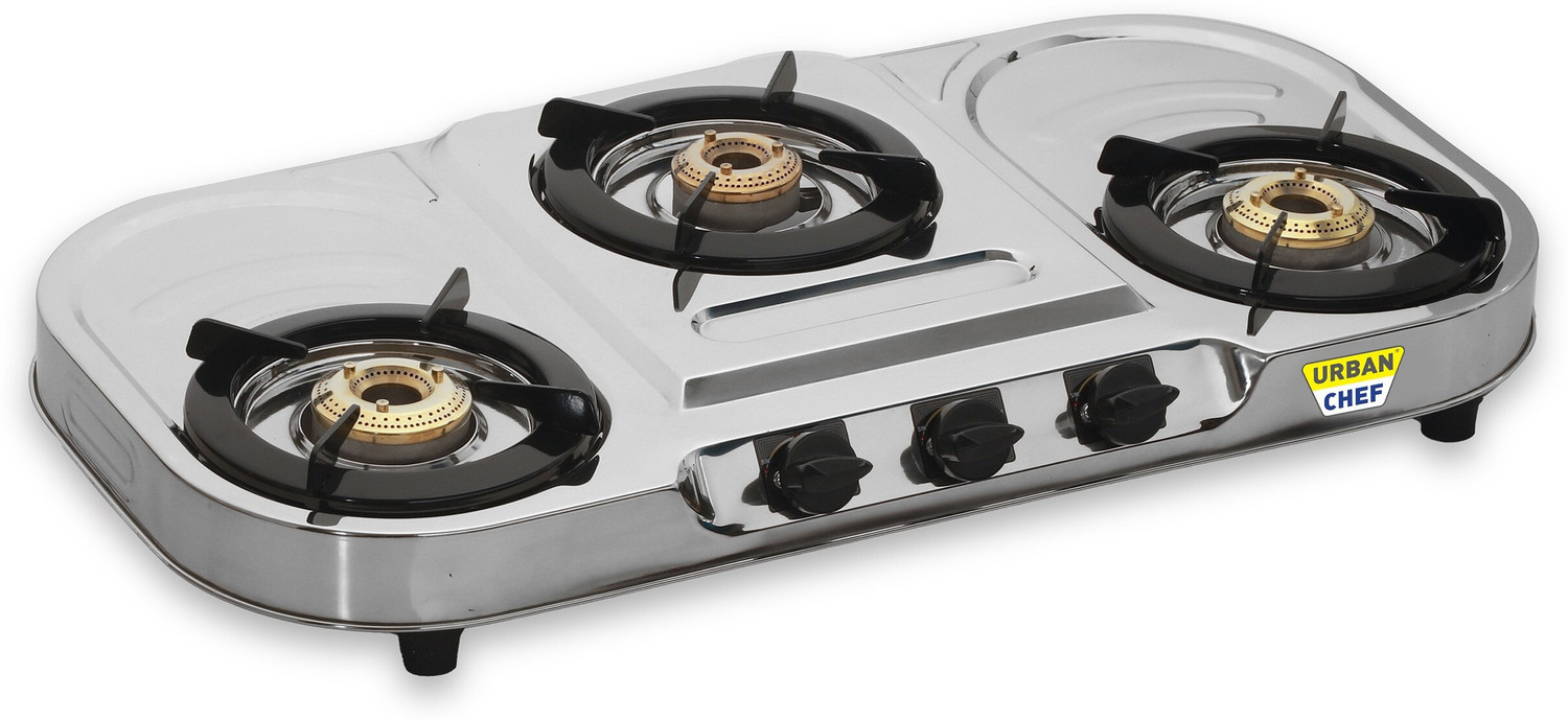 Image of Urban Chef ISI certified Trios Oval Stainless Steel Manual Gas Stove