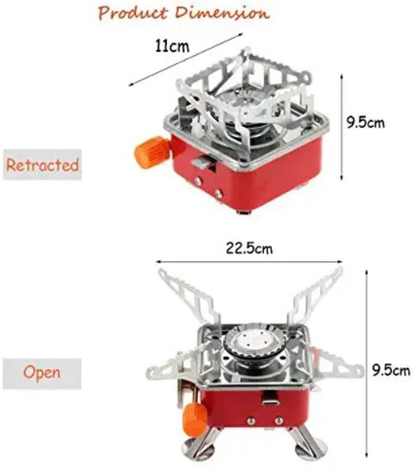 Image of Bluejack Portable Gas Stove Folding Cylinder Gas Burner For Outdoor Camping, Travelling Stainless Steel Manual Gas Stove