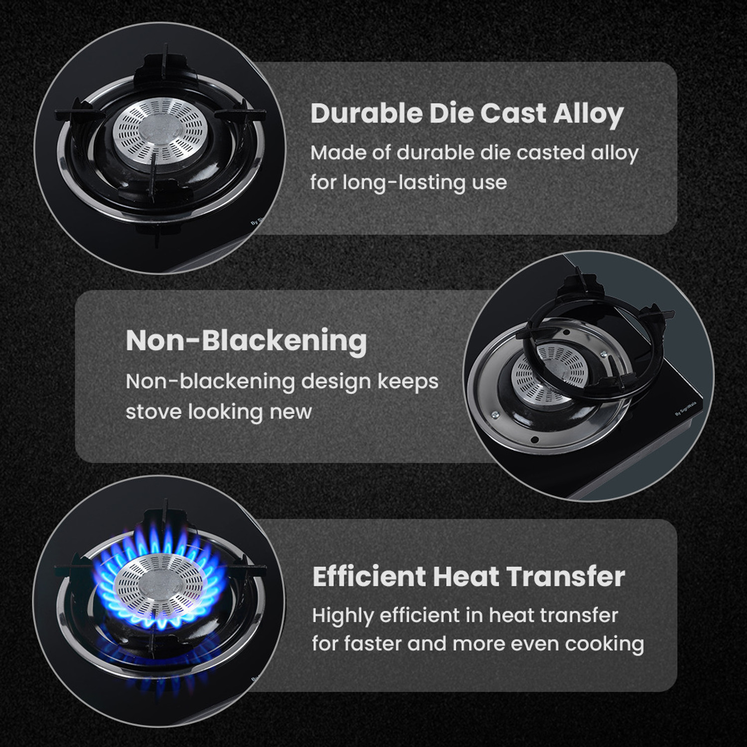 Image of Hamlay Exclusive 5B Hobtop Toughened Glass Tornado Burner Manual hobtop Glass Manual Hob (5 Burners)