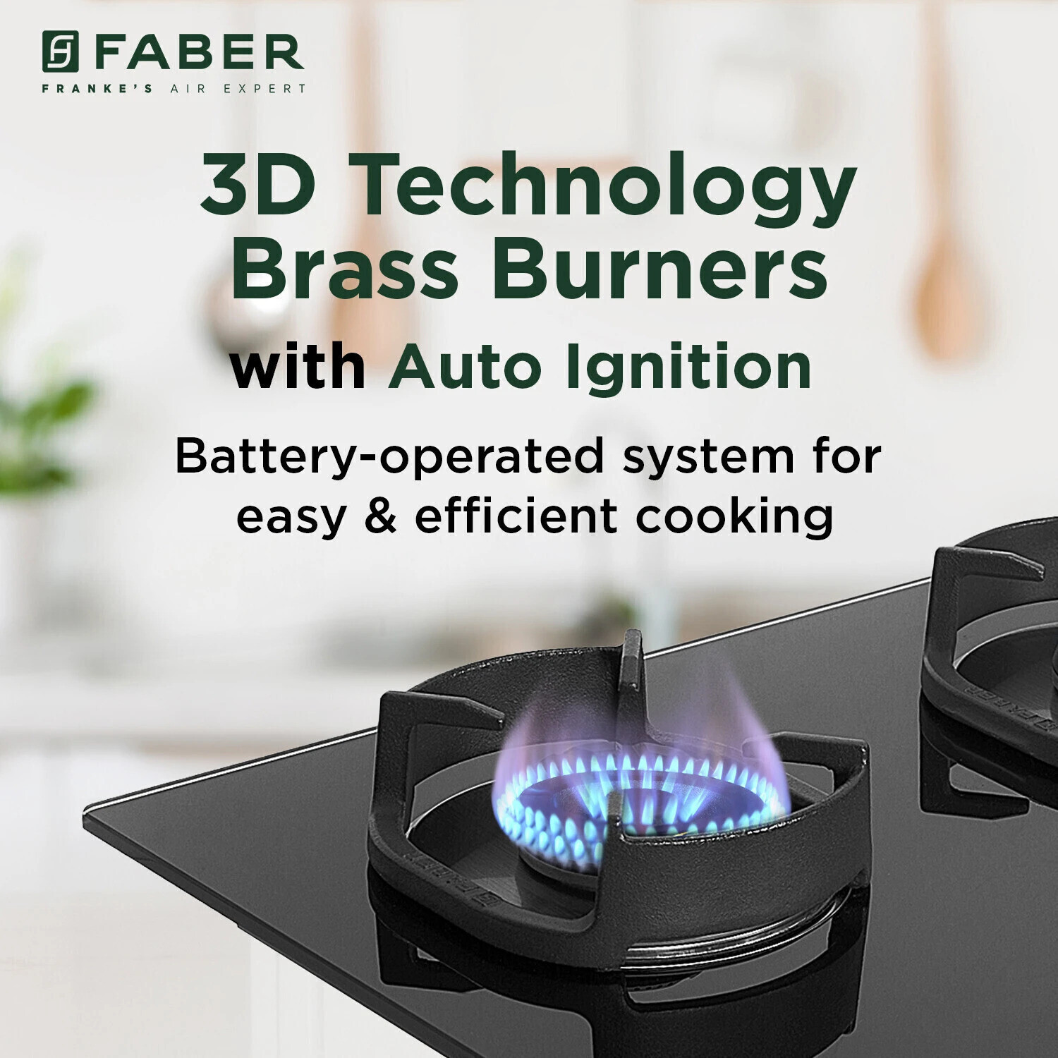 Image of FABER Eros IND 803 CI AI |Heavy duty brass burner|Metal Knobs| Cast Iron Pan Support| Glass Automatic Hob