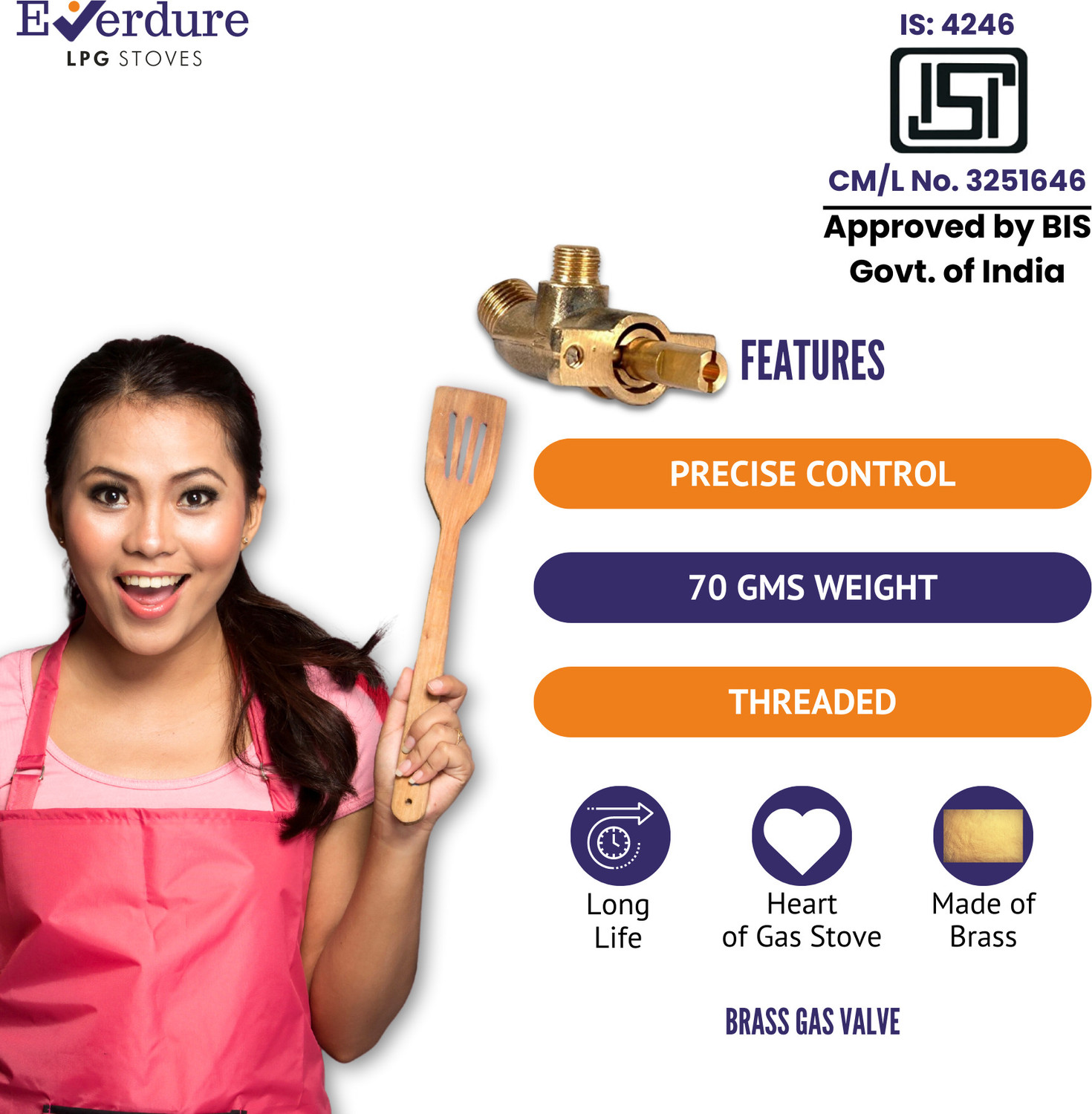 Image of Everdure 2 Burner Double Decker (Brass Burner) Stainless Steel Manual Gas Stove