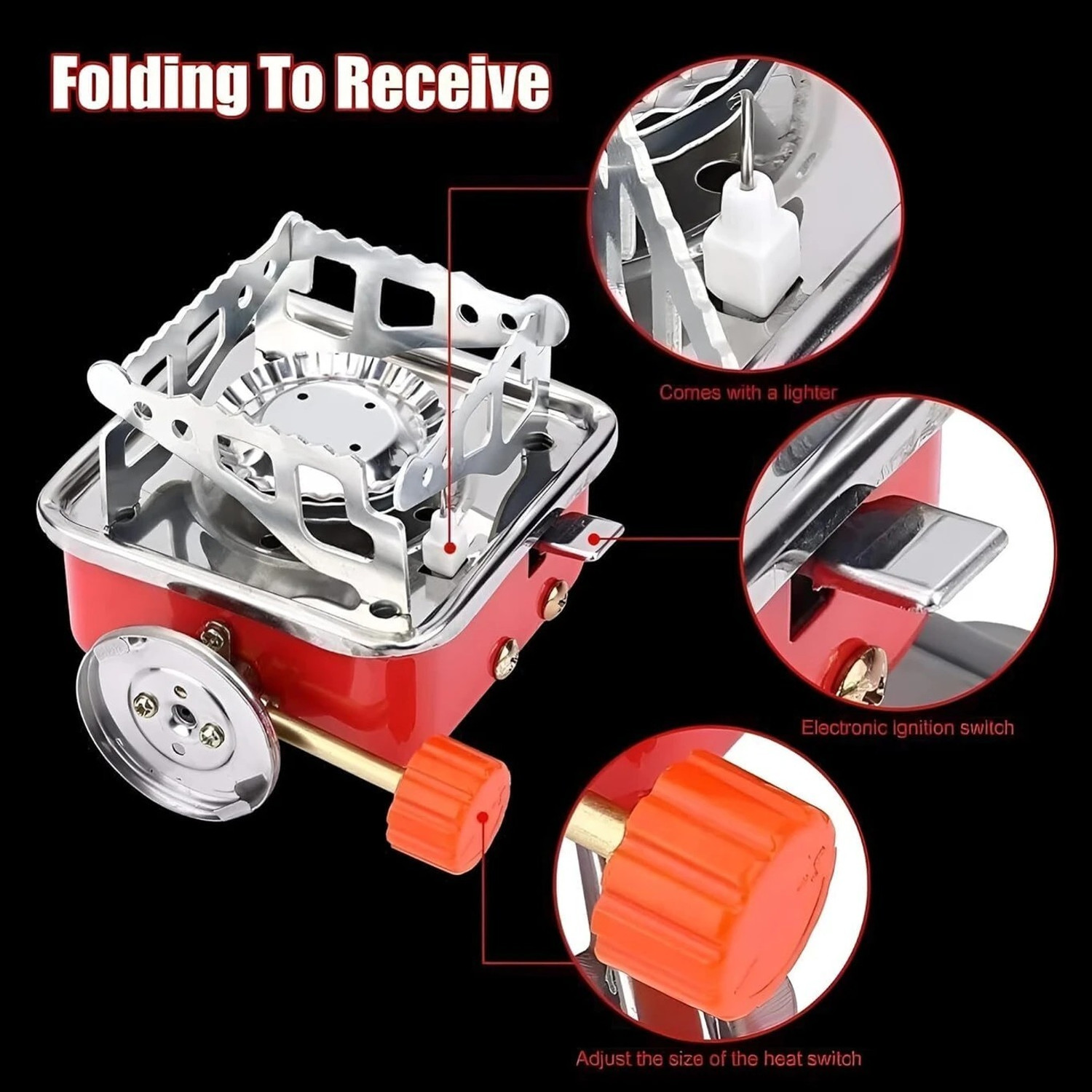 Image of BLOWHOT Portable Stove Foldable, Camping Stove Portable Stoves Stainless Steel Glass, Iron Manual Gas Stove