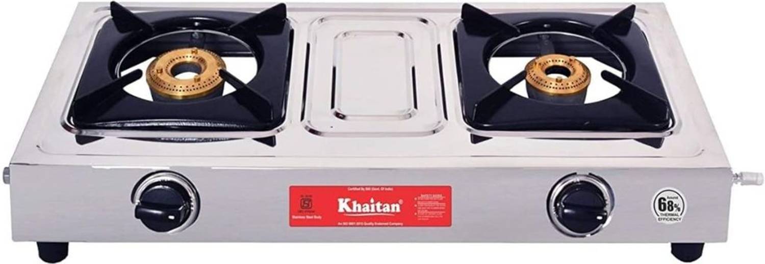 Khaitan 2 Burner Classic Stainless Steel Manual Gas Stove