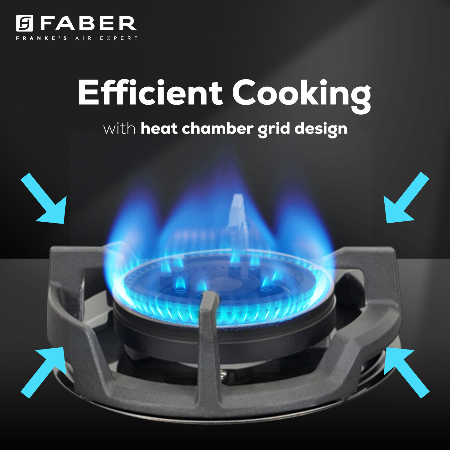 Image of FABER EXPERIA HT703 ALU AI |Brass Burners|Cast Iron Pan Support|Metal Knobs| Glass Automatic Hob