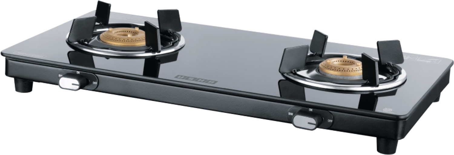 Image of USHA Ebony Neo Slim 2 burner Stainless Steel Manual Gas Stove
