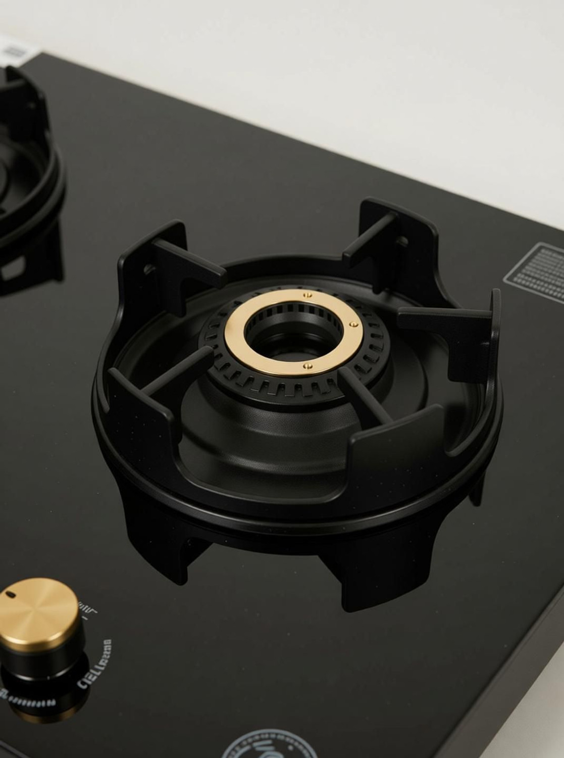 Image of CELLO Granito 3 Burner Black Gas Cooktop, Dual Shade Toughened Glass, ISI Certified Glass Manual Gas Stove