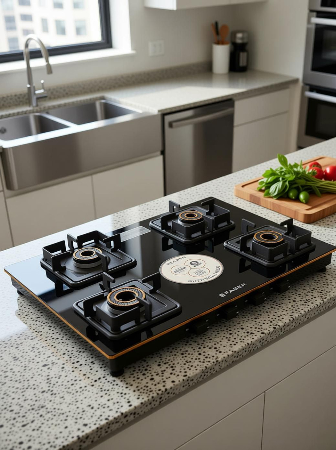 Image of FABER HOB COOKTOP PRINCE PLUS 4BB BK Glass Manual Gas Stove