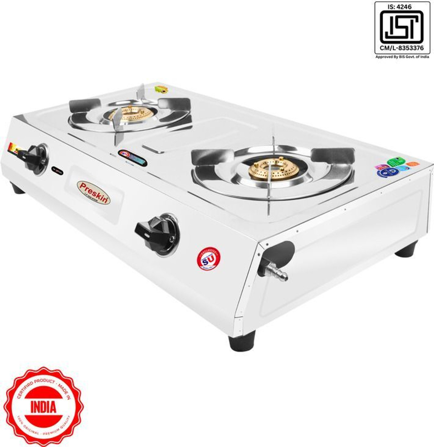 Image of PRESKIN VHA-2041 CITIZEN Stainless Steel 2 Burner Gas Stove With Brass Burner Stainless Steel Automatic Gas Stove