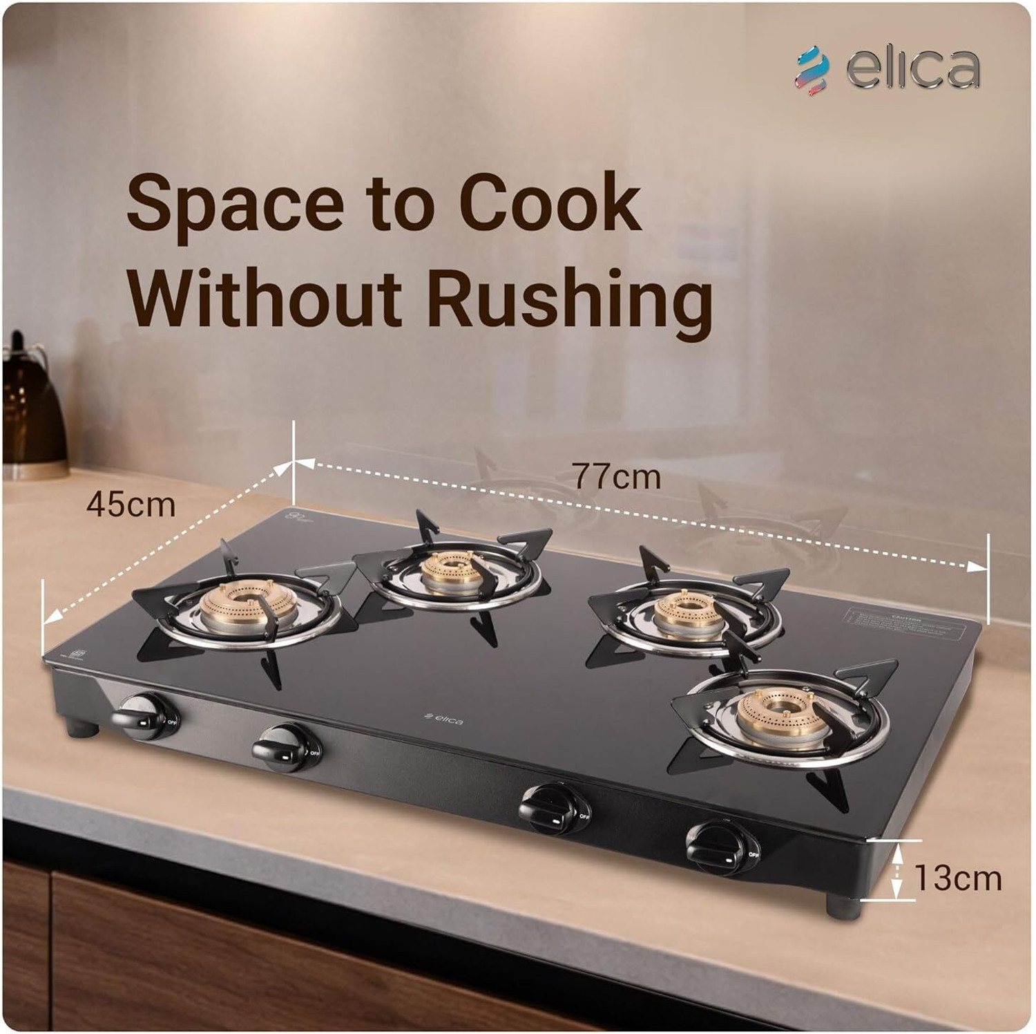 Image of Elica CT VETRO 774J Glass Manual Gas Stove