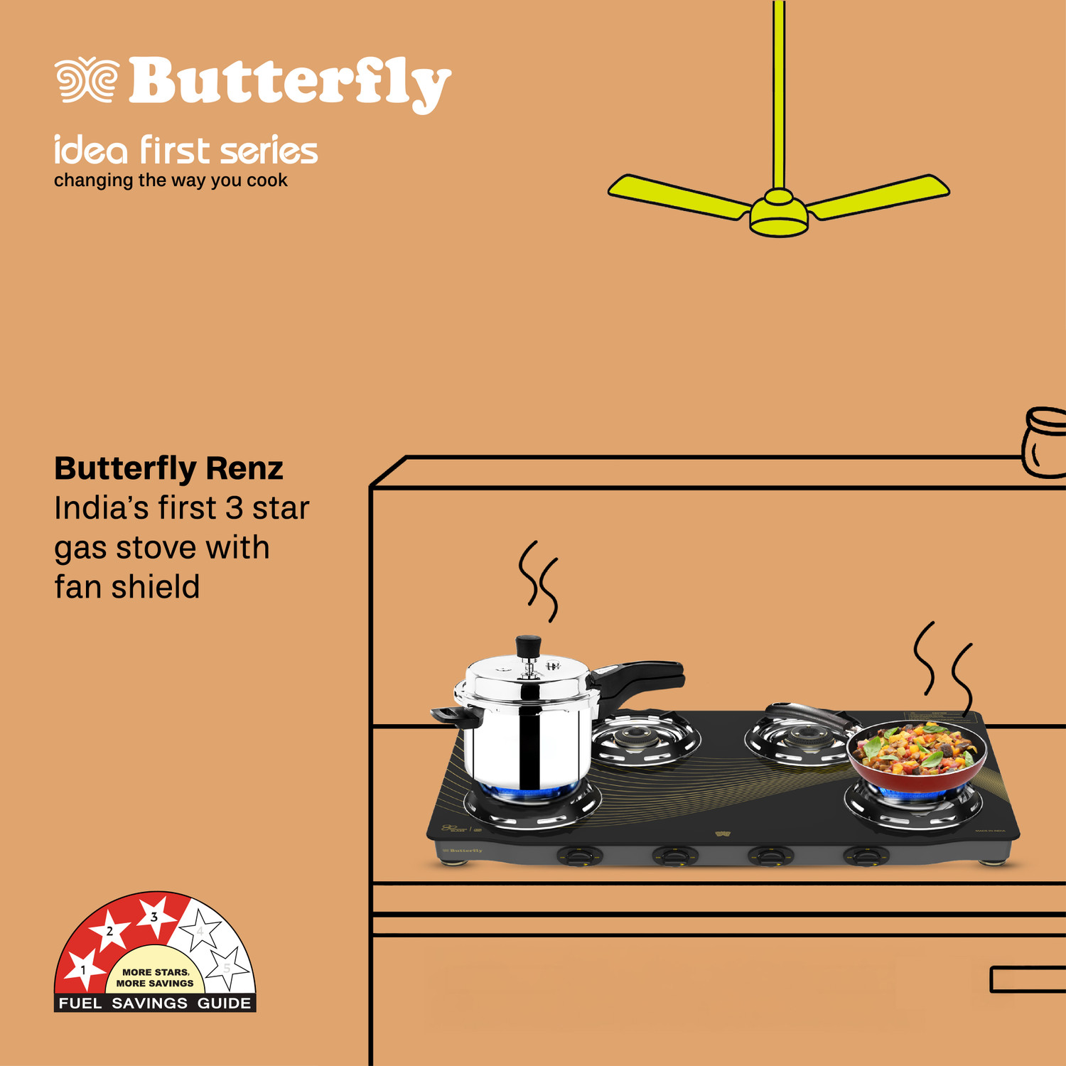 Image of Butterfly Renz Glass Manual Gas Stove