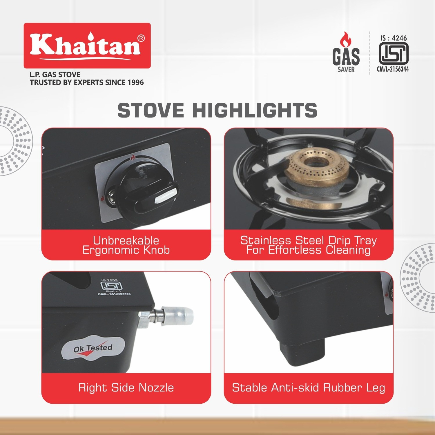 Image of Khaitan 2 Burner Nano Black Premium Glass Stove + 1 Hindflame 1 L Stainless Steel Bottle Glass Manual Gas Stove (2 Burners)