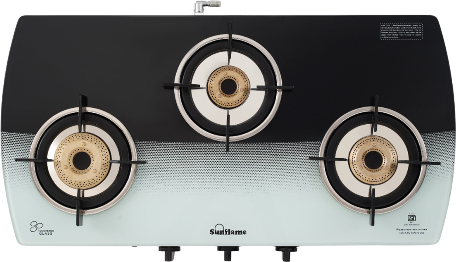 Image of Sunflame Gas Stove 3 Burner | 75 cm Wide Body Design | Dual Drip Trays | Glass Manual Gas Stove (3 Burners)