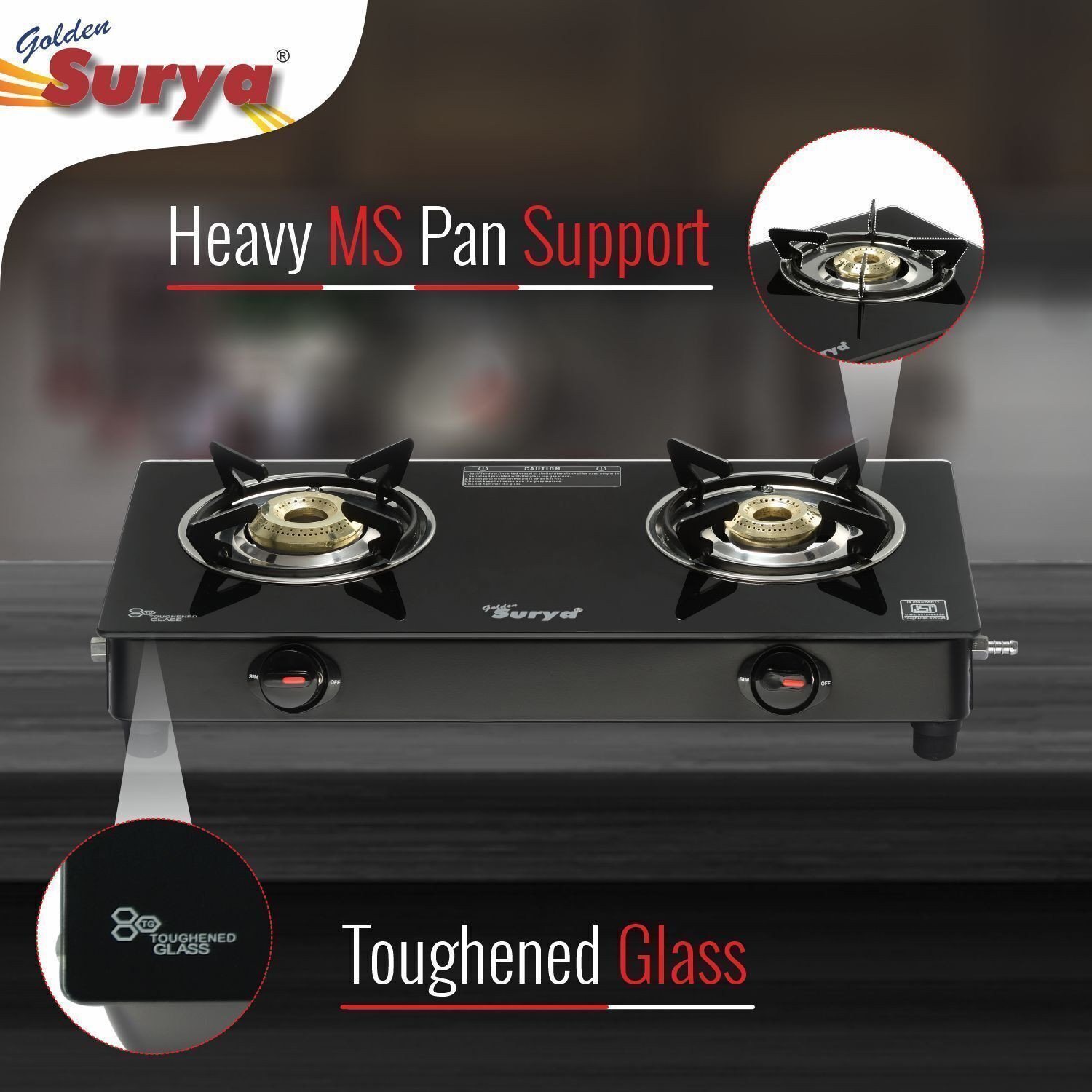 Image of Golden Surya Iron Manual Gas Stove (2 Burners)
