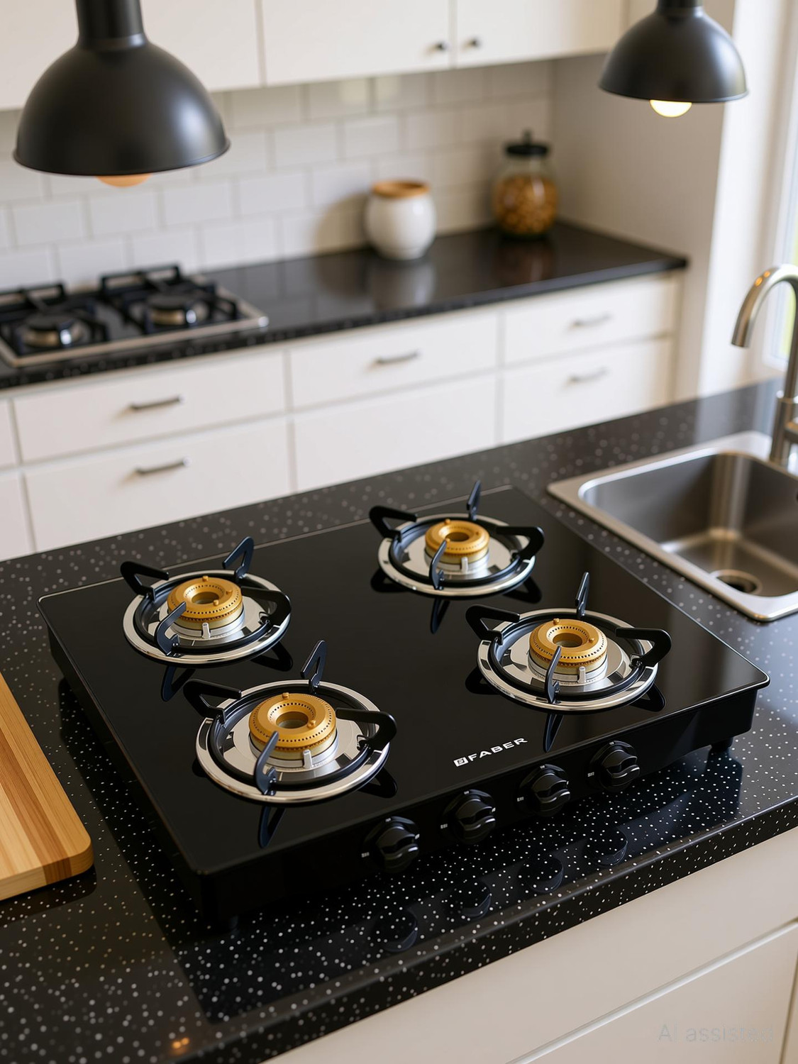 Image of FABER Jumbo 4BB BK AI Glass Automatic Gas Stove