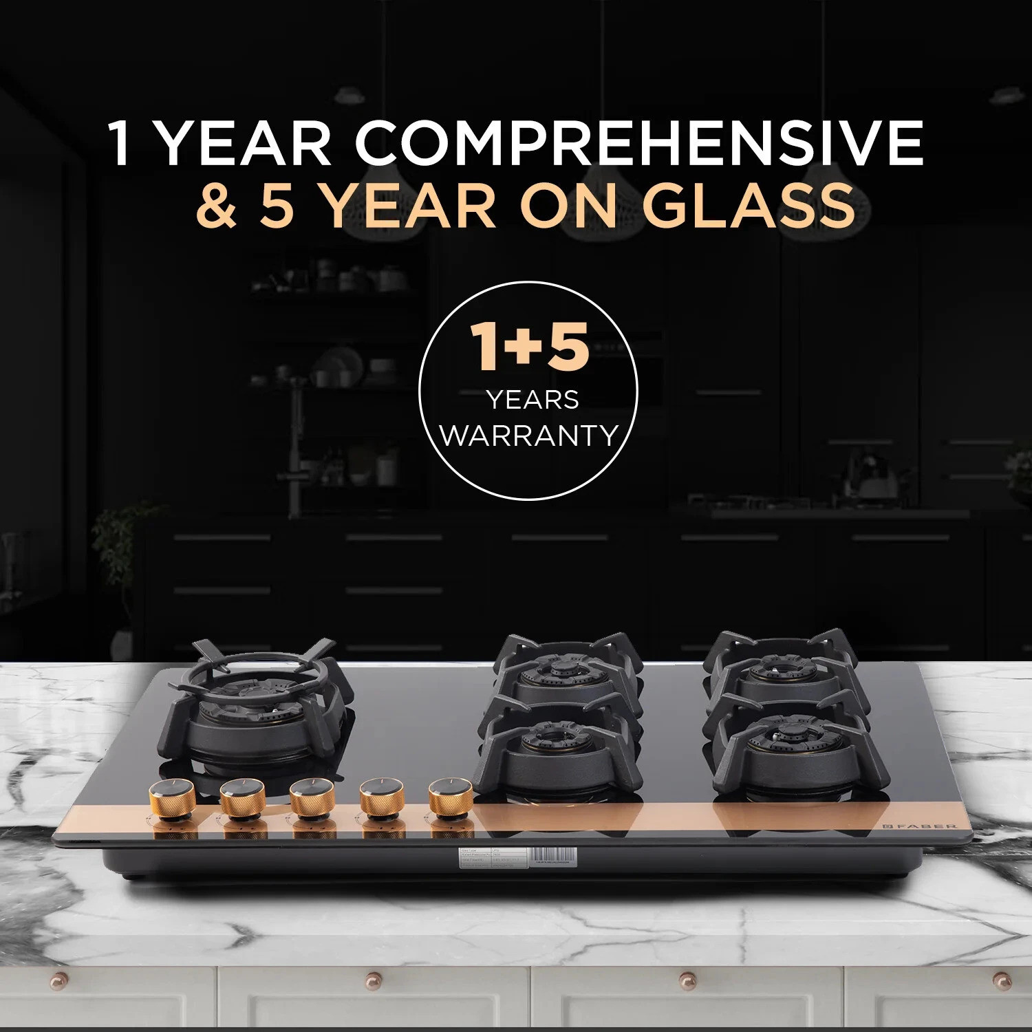 Image of FABER HOB UTOPIA PRO HT 905 BR CI Glass Automatic Hob