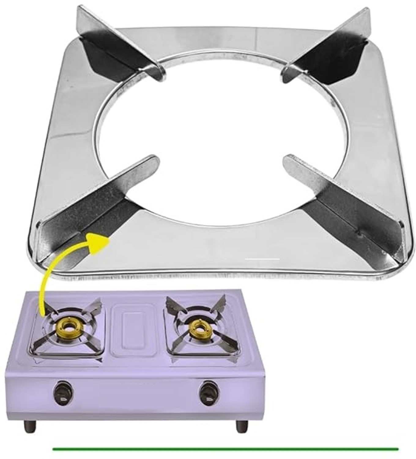 Image of NETVULL Stainless Steel Square Pan Support for LPG Stove - Universal Gas Burner Stand Stainless Steel Manual Gas Stove