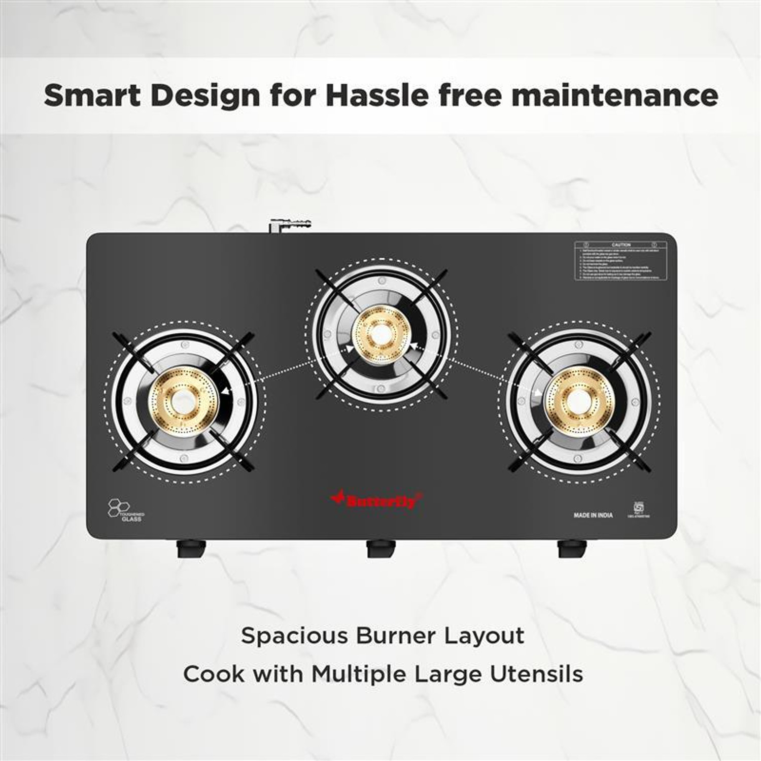 Image of Butterfly RAPID 3B Glass Manual Gas Stove
