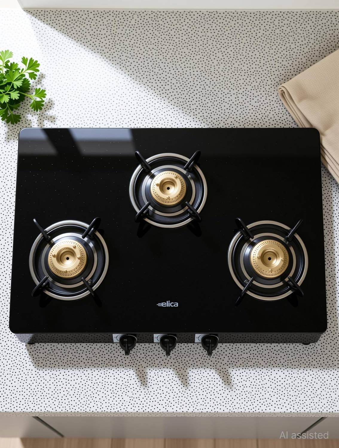 Elica 773 CT VETRO BLK AI Glass Gas Stove - Image 4