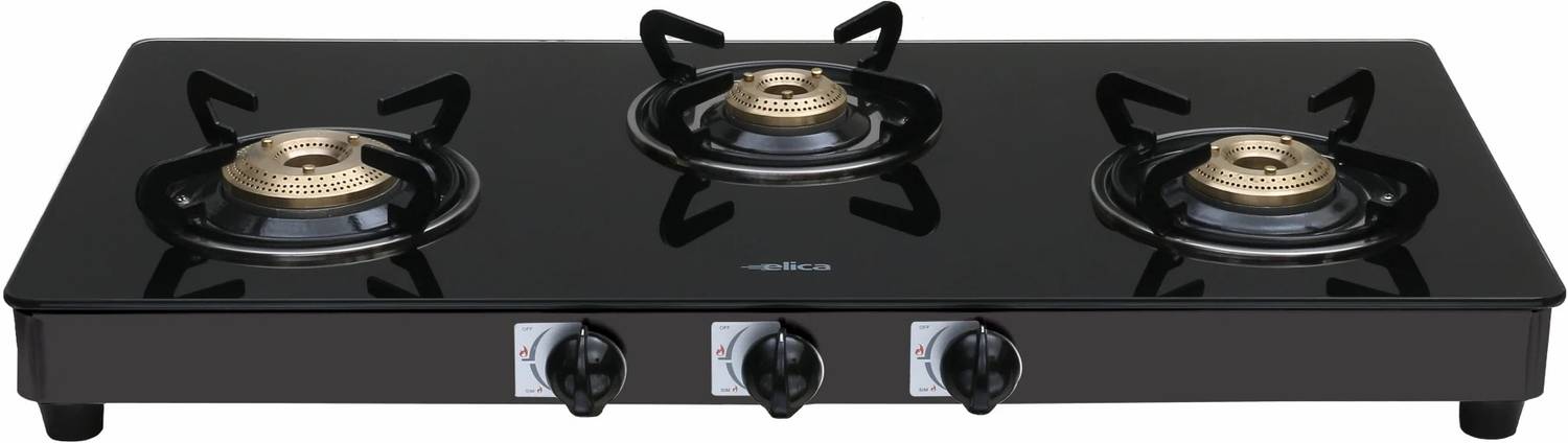 Elica 773 CT VETRO BLK AI Glass Gas Stove - Image 1