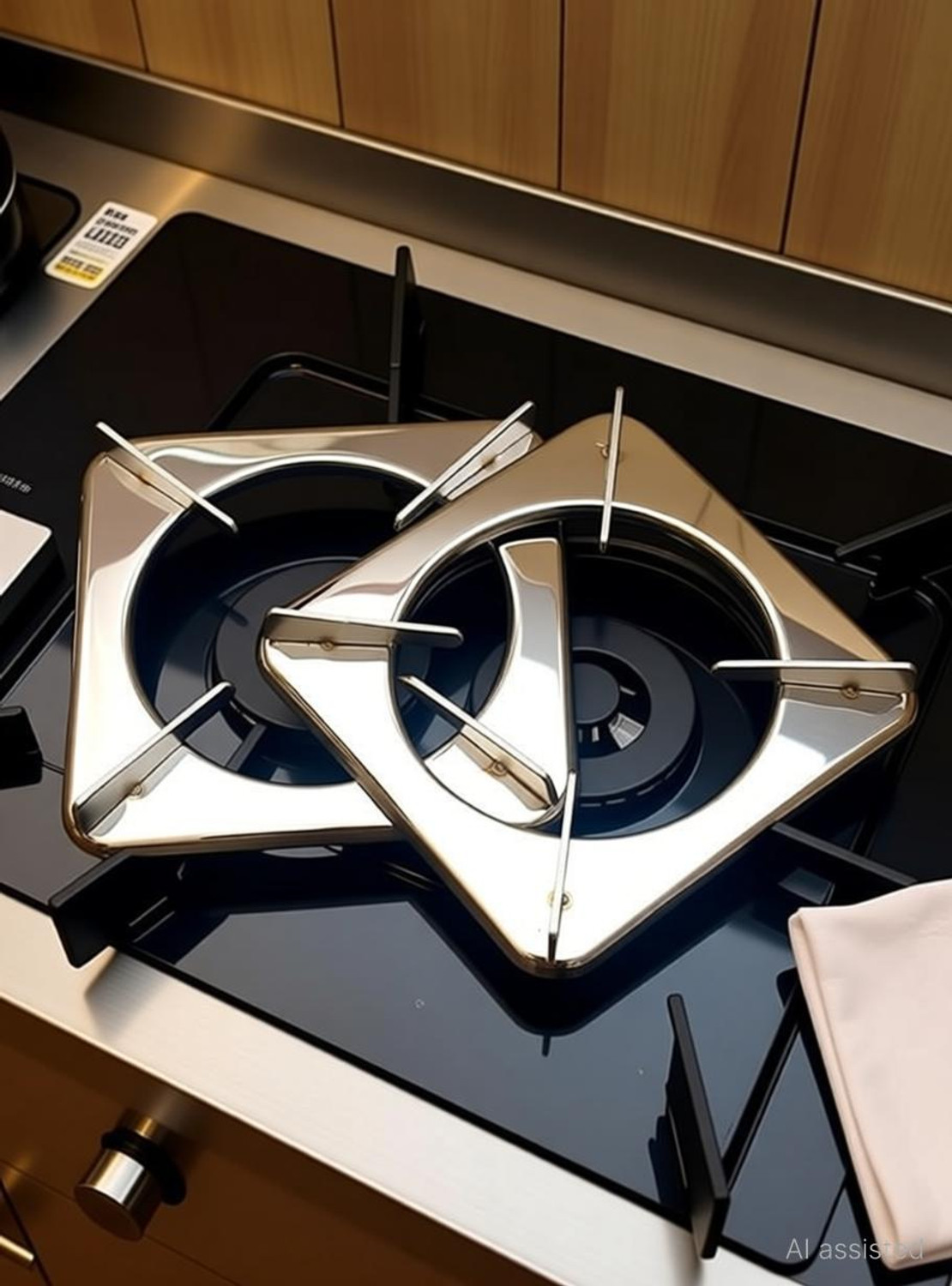 Image of NETVULL Stainless Steel Square Pan Support for LPG Stove - Universal Gas Burner Stand Stainless Steel Manual Gas Stove