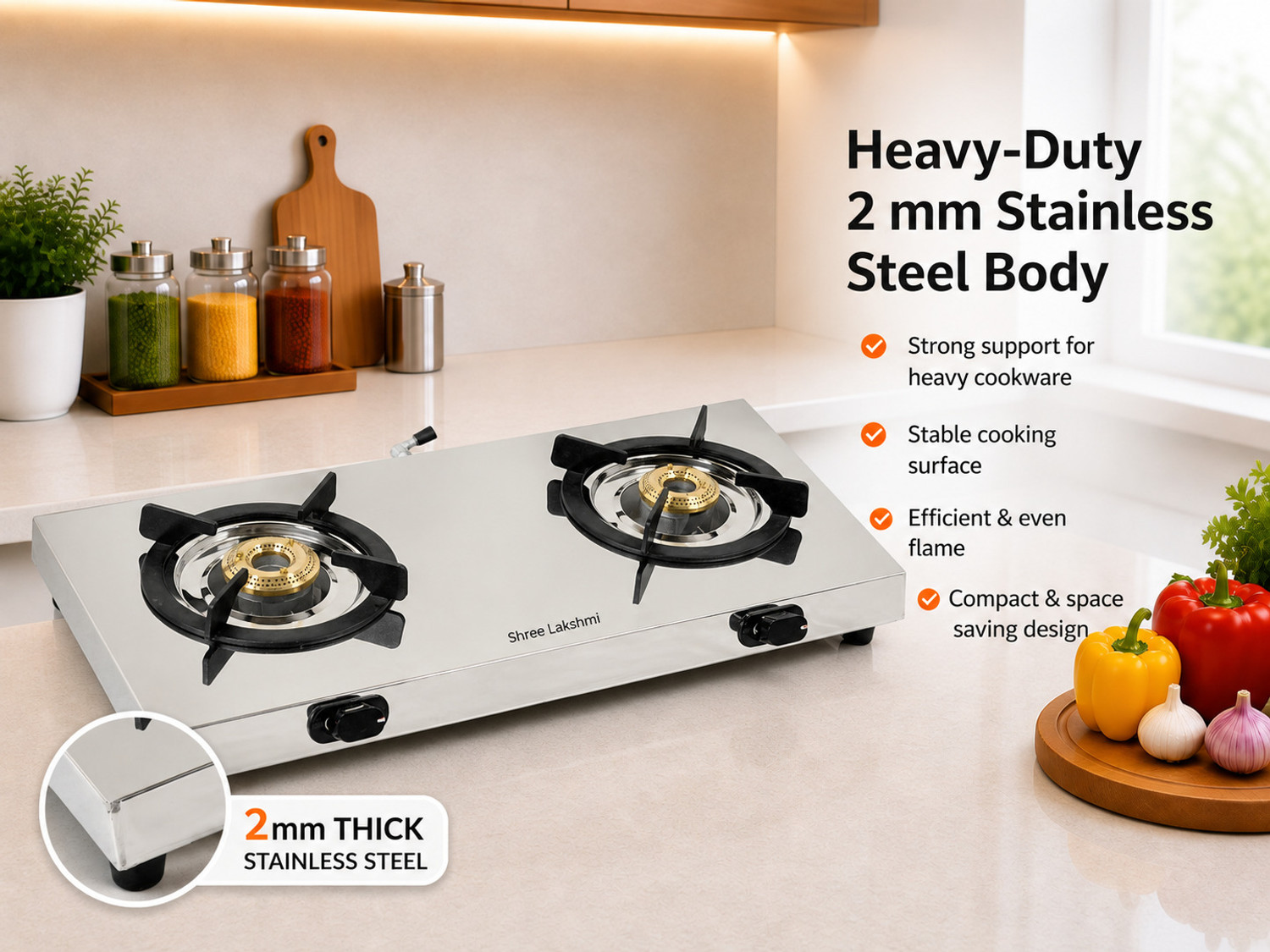 Image of SHREE LAKSHMI Stainless Steel Manual Gas Stove