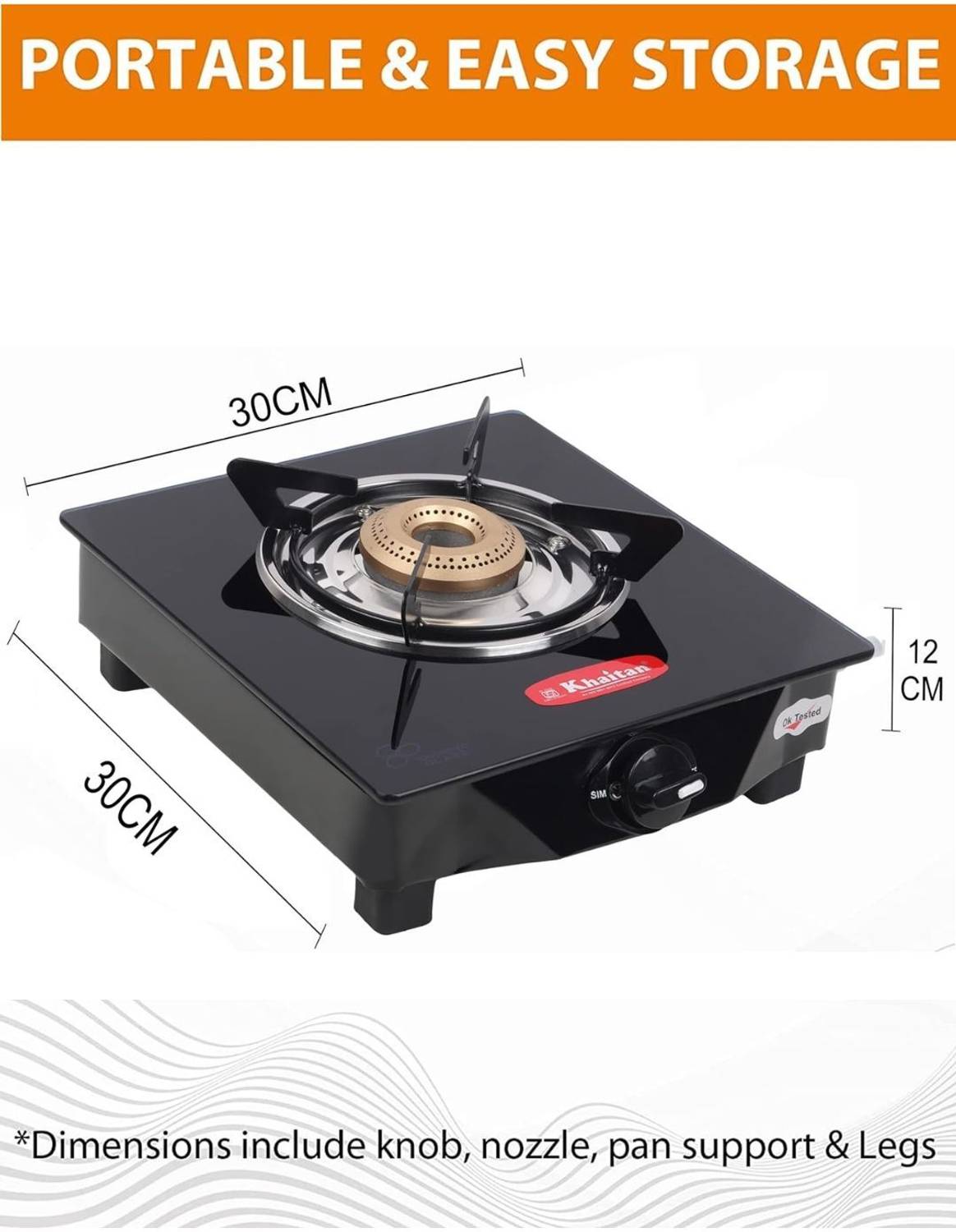 Khaitan 1B BP GIO Black Glass Manual Gas Stove - Image 2