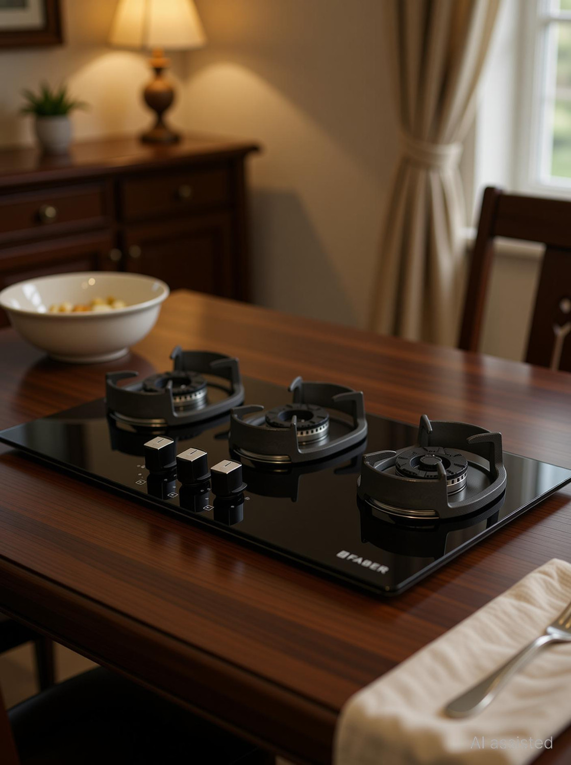 Image of FABER Eros IND 803 CI AI |Heavy duty brass burner|Metal Knobs| Cast Iron Pan Support| Glass Automatic Hob