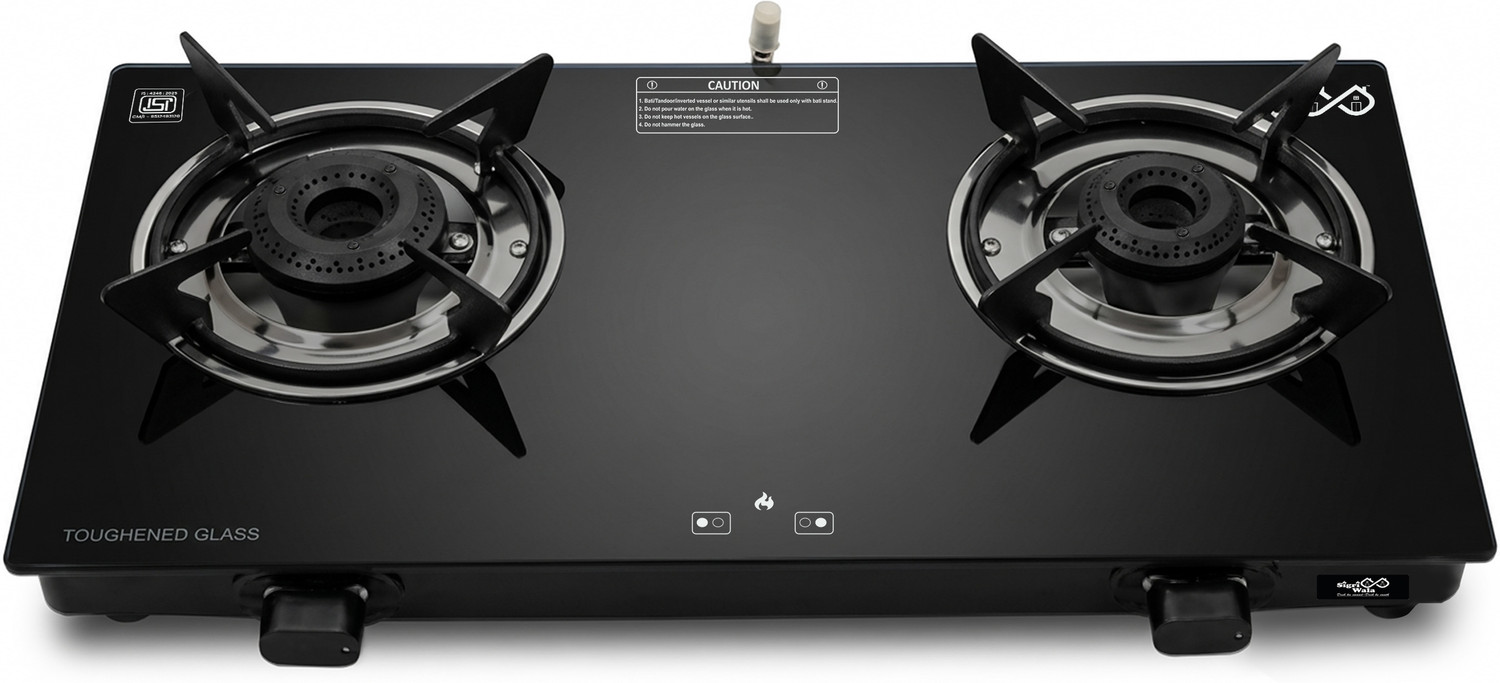 Image of Sigri-wala Ebony Plain Sleek Glass Manual Gas Stove