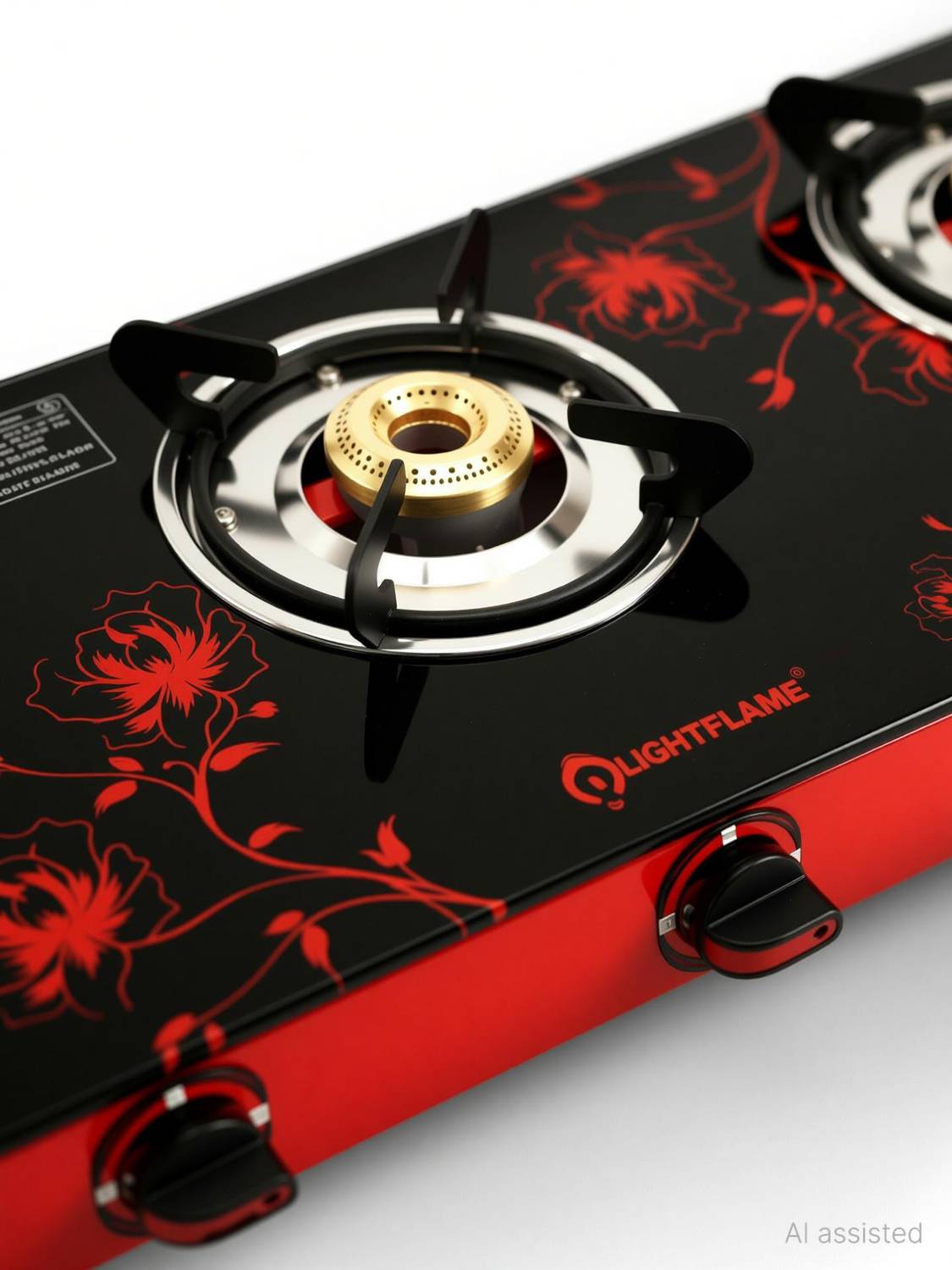 LIGHTFLAME Red Floral Glass Manual Gas Stove - Image 2
