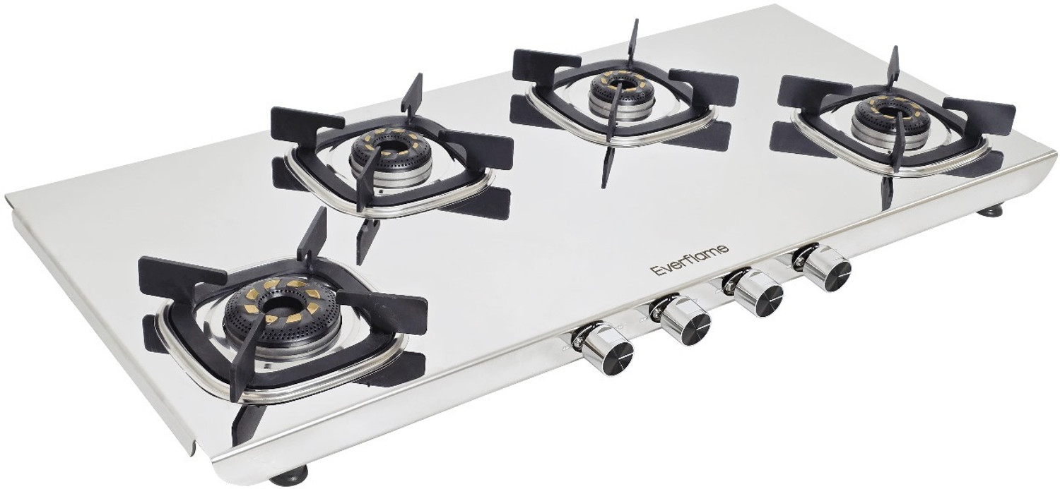 Image of Everflame Photon 4 Burner Gas Stove Long Heavy & Durable 5G AI Stainless Steel Manual Gas Stove