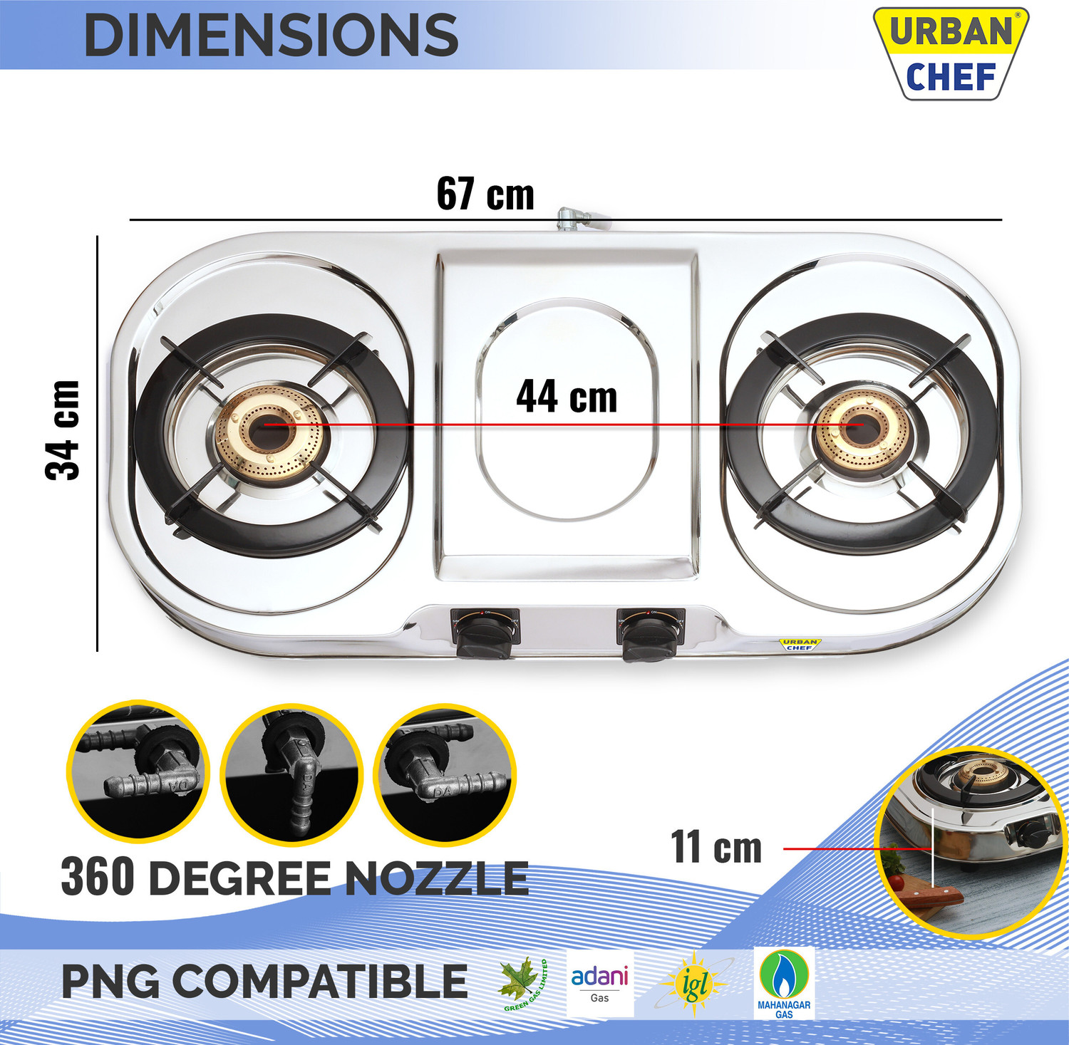 Image of Urban Chef ISI certified Elegant Stainless Steel Manual Gas Stove