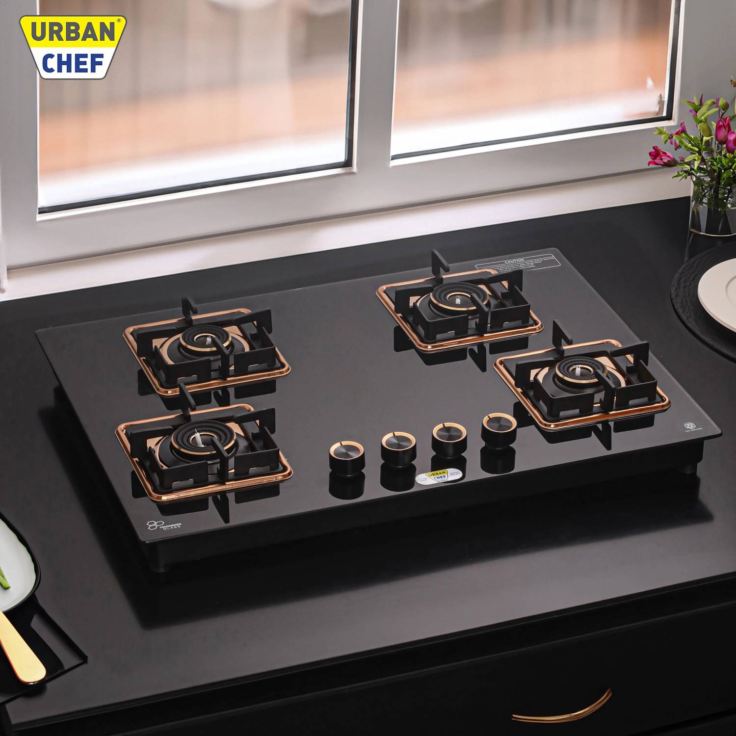 Urban Chef Gas Stove 4 Burner Gas Chulha for Kitchen Stainles
