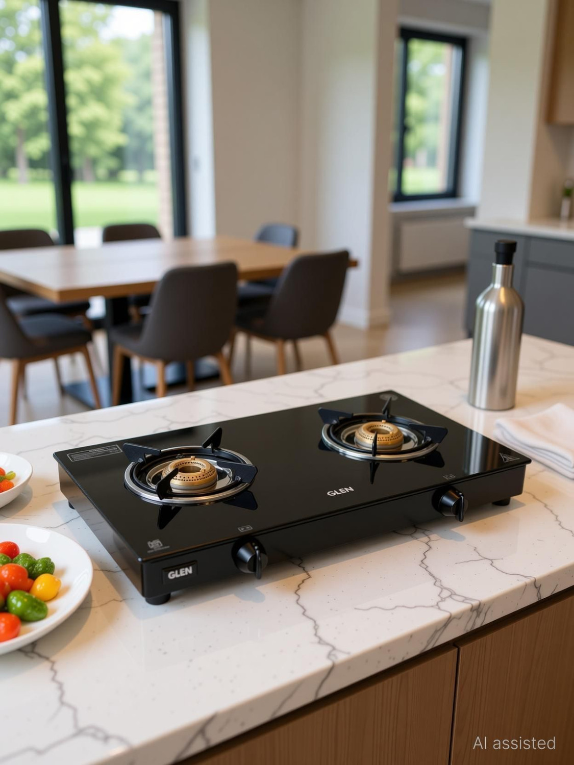 Image of Glen 2 Burner Toughened Glass Top LPG Gas Stove | ISI Certified | Revolving Nozzle Glass Manual Gas Stove