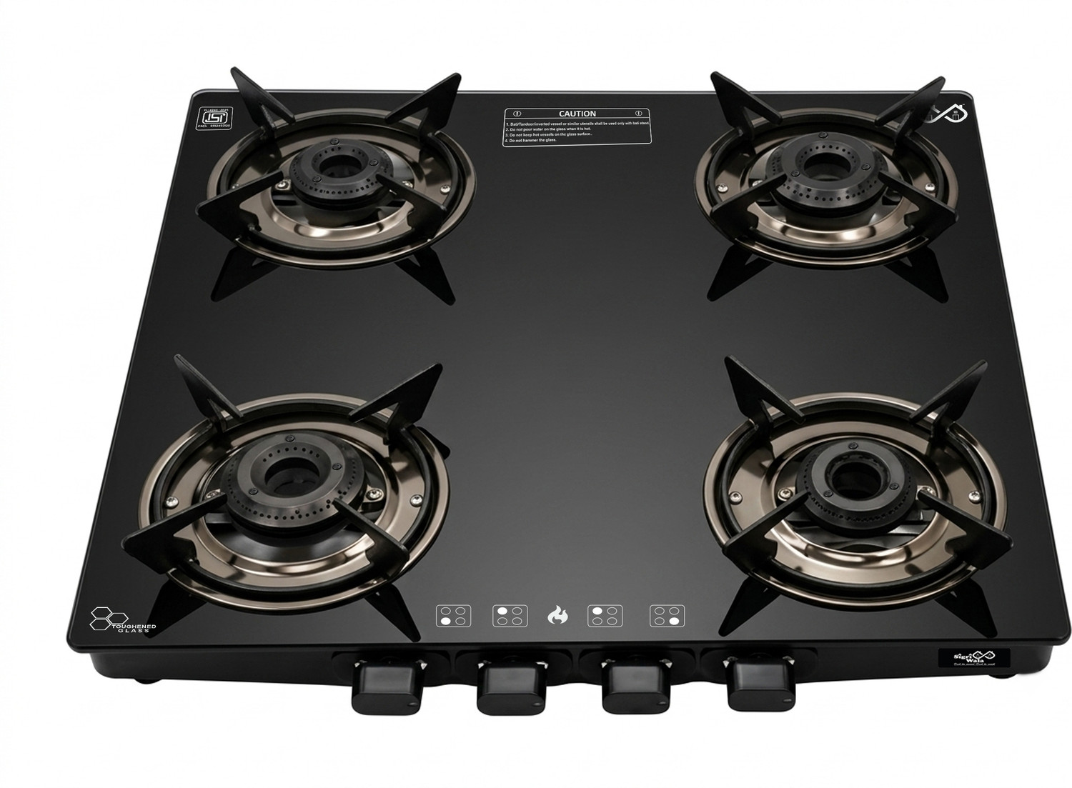 Image of Sigri-wala Ebony Plain Sleek Glass Manual Gas Stove