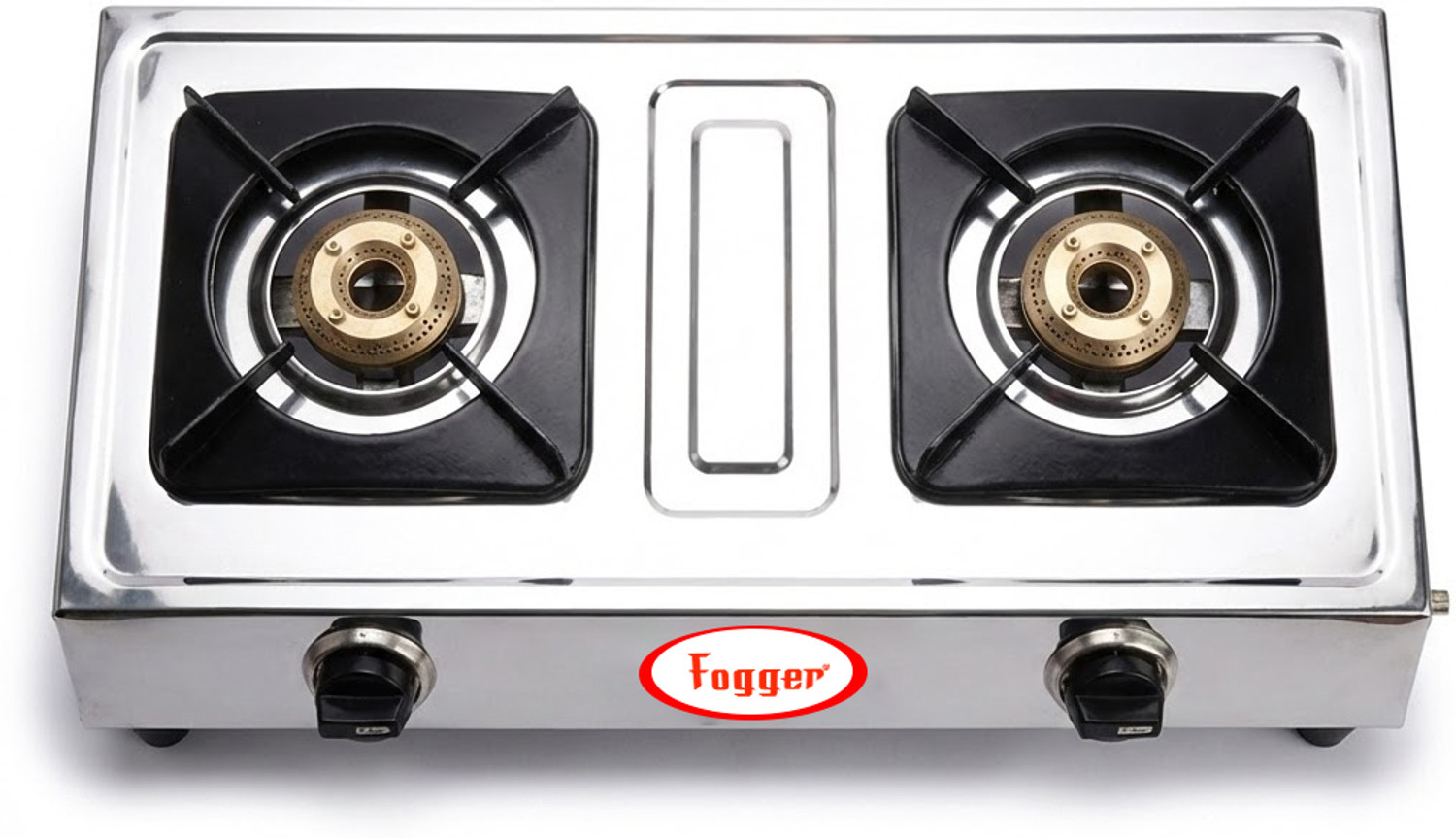 Image of Fogger Two Burner LPG Chulha With CI Burners Stainless Steel Manual Gas Stove