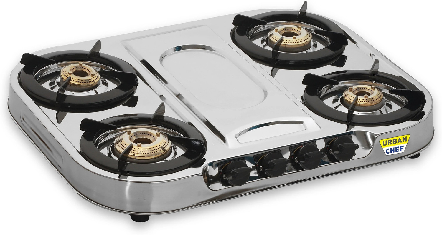 Image of Urban Chef ISI certified Quads Oval Stainless Steel Manual Gas Stove