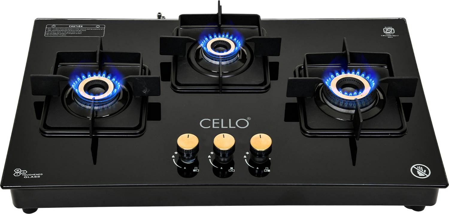 CELLO CELO Black Pearl Glass Hob Top Manual Ignition