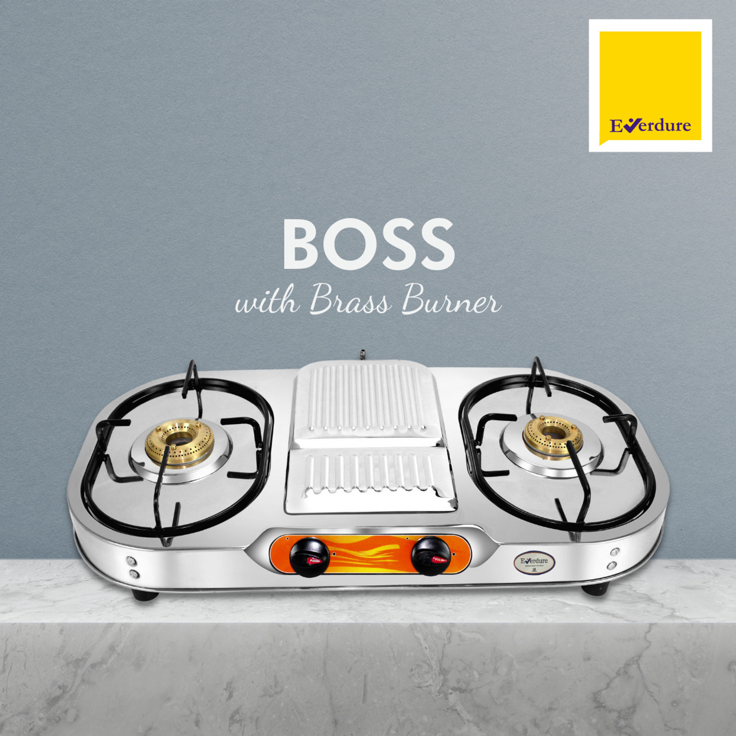 Image of Everdure 2 Burner Double Decker (Brass Burner) Stainless Steel Manual Gas Stove