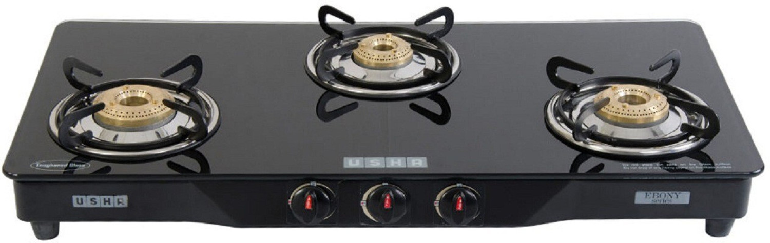 Image of USHA Ebony GS3 001 Glass Manual Gas Stove
