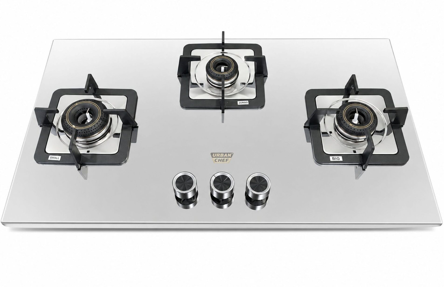 Image of Urban Chef Gas Stove 3 Burner | Gas Chulha for Kitchen | ISI Certified | Imperia Gas Stove| Stainless Steel Manual Hob
